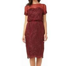 Js Collections Embroidered Blouson Midi Dress In Sangria Size 8 315$