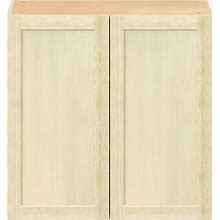 Project Source Omaha Unfinished 30-In W X 30-In H X 12.5-In D Unfinished Poplar Door Wall Ready To Assemble Cabinet (Recessed Panel Shaker Door Style)