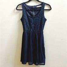 Rewind Dresses | Fit And Flare Lace Dress | Color: Blue | Size: S