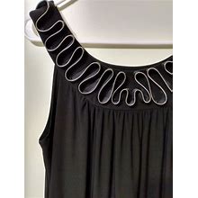Extremely RARE And Unique Vintage Cato Zipper Ruffle Collar Sheath Dress, Size Medium