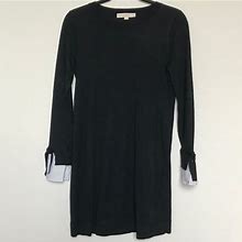 Loft Dresses | Loft Black Long Sleeve Layered Sweater Dress | Color: Black/White | Size: Xs
