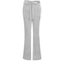 Jalioing Flare Pant For Women Lace-Up High Rise Bell Bottom Trouser Solid Color Stretch Slim Bootcut Pants (3X-Large, Gray)