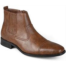Vance Co. Men's Faux Leather Cap Toe Dress Boots Size 9.5 in Dark Brown
