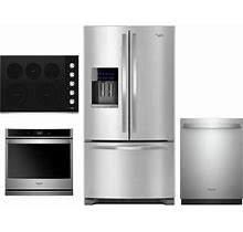 Whirlpool Piece Kitchen Appliance Package With Wrf555sdfz 36" French Door Refrigerator Wos72ec0hs 30" Electric Single Wall Oven Wce77us0hs 30" Electri