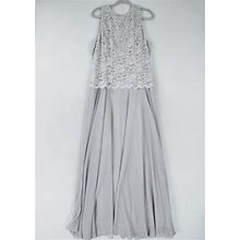 Alex Evenings Dress Womens 16 Gray Sleeveless Beaded Lace A Line Formal Gown