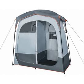2 Rooms Oversize Privacy Shower Tent With Removable Rain Fly And Inside Pocket-Gray
