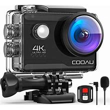 COOAU 4K 20MP Wifi Action Camera External Microphone Remote Control Underwater 40m Waterproof Sport Camera Time Lapse With 2X1200mah Batteries And