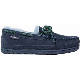 L.L.Bean | Kids' Wicked Good Sheepskin Shearling Lined Mocs Mariner Blue 4, Suede Leather/Rubber