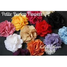 Petite Burlap Flowers - Choose Colors - Burlap Flower - 2 Inches - Fabric Flower - Burlap Rose - Rolled Flowers - Wholesale - Supply