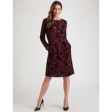 Miller's MILLERS - Womens Dress - Knee Length Flocked Printed Dress Red 20