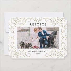 Gold Scroll Holiday Photo Card