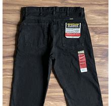 Rustler Jeans Mens 34X32 Black Regular Fit Straight Leg Dark Wash Cotton Denim