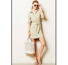 Anthropologie Cloth & Stone Hudson Button Shirt Dress Made In Spain Xs