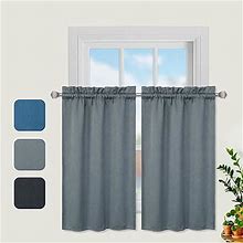 CAREMEE Blackout Curtain Tiers For Small Window Thermal Insulated Cafe Curtain Room Darkening Tier Curtains Rustic Country For Bathroom Bedroom, 26"