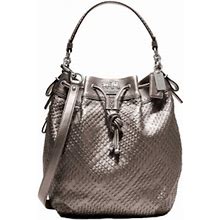 Coach Bags | Coach Madison Woven Leather Marielle Shoulder Bag Retail $598 | Color: Gray | Size: Os
