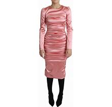 Dolce & Gabbana Dress Pink Long Sleeves Bodycon Sheath Midi