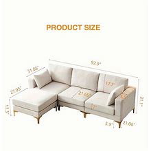 Living Room Furniture Modern Leisure L Shape Couch Beige Fabric