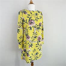 Ann Taylor Loft Dresses | Ann Taylor Loft Petites Size 4P Long Sleeves Yellow Floral Dress | Color: Green/Yellow | Size: 4P