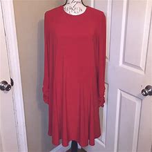 Ralph Lauren Dresses | Nwot Ralph Lauren Swing Dress With Ruched Sleeve. | Color: Red | Size: 16