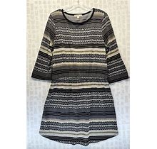 Love Fire Women Gray Black 3/4 Sleeve Tight Knit Comfort Dress Size L