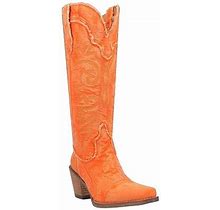 Dingo Womens Texas Tornado Stacked Heel Cowboy Boots | Orange | Regular 6 1/2 | Boots Cowboy Boots
