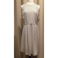 Sz 6 Danny & Nicole Sleeveless Striped Lined Fit-And-Flare Dress