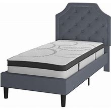 Flash Furniture Brighton Tufted Upholstered Platform Bed & Pocket Spring Mattress, Grey, Queen
