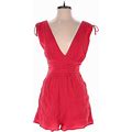 One Clothing Romper: Red Solid Rompers - Women's Size Medium