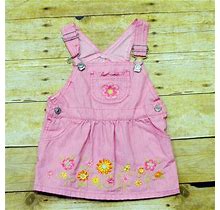 Mon Petit Girl's Dress Size 24 Months Overall Pink Embroidered 2T