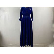 Vintage Dress, Size Medium, 1950S Dress, Blue Velvet Dress, Beaded Dress, Dorothy Gordon Dress, Designer Dress, Vintage Clothing