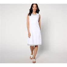 Isaac Mizrahi Live! Petite Tank Dress W/ Twintipped Trim, Size Petite 4X, Bright White
