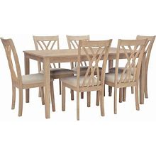 Linon Home Decor Peterson Natural Rectangular Wood 7-Piece Dining Set THD04279 ,