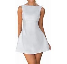 Alyweatry Women Cap Sleeve Mini Dress The Ultimate Muse A-Line Elegant Formal Party Short Dress With Pockets