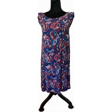 The Loft Dresses | Nwt The Loft Womens M Petite Paisley Mini Dress Flutter Sleeve Crisscross Back | Color: Blue/Red | Size: M
