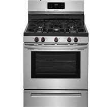 Frigidaire 30 in. 5 Burner Freestanding Gas Range In Stainless Steel With Self-Cleaning Oven, Silver