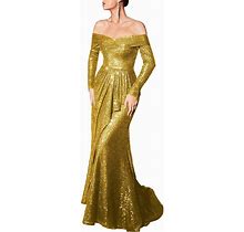 Modern Open Back High Low Off Shoulder Mermaid Formal Dress Evening Gowns For Women 2022 Sequin High Split Pleated Elegant Fit And Flare Party Dresse