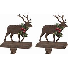 Glitzhome 6.5" Reindeer Stocking Holder Set