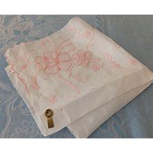 NWT Madeira Vintage Linen Wedding Hanky Pink Embroidery Cutter