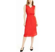 Msrp $90 Alfani Petite Smocked-Waist Fit & Flare Dress Red Size Ps