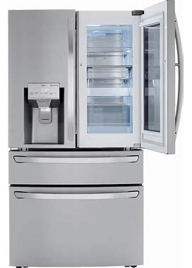LG - 22.5 Cu. Ft. 4-Door French Door-In-Door Counter-Depth Refrigerator With Craft Ice - Stainless Steel