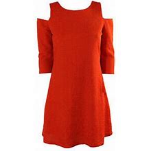 Cece Orange Textured Cold-Shoulder Sheath Dress Xs