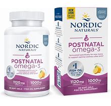 Nordic Naturals Postnatal Omega-3, Lemon - 60 Soft Gels - 1120 Total Omega-3 + 1000 IU Vitamin D3 - Formulated For New Moms Supports Optimal