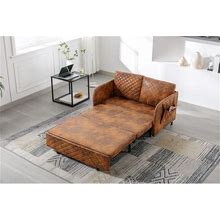 Convertible Sleeper Sofa, Velvet Loveseat Love Seat Futon Couch With Pull Out Bed, 2 Pillows & Side Pockets