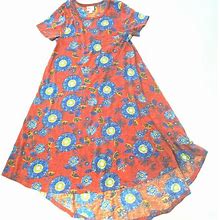 Lularoe Womens Simply Comfortable Summer Dress Multicolor Red Floral Mini 2XS