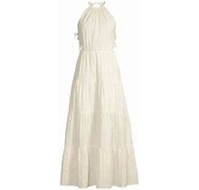 Significant Other Women's Kendall Tiered Halter Cotton Maxi Dress - Ivory - Size 4