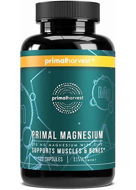 Primal Magnesium 3 in 1 Complex With Zinc With 130Mg Magnesium For Muscle, Bone, And Sleep Support By Primal Harvest™