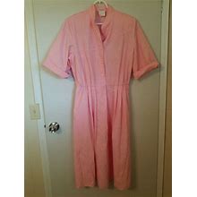 Vintage Pink Cotton Blend Midi Dress Petites By Willi Size 16 Short