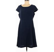 Nicole Miller New York Casual Dress - Mini Scoop Neck Short Sleeves: Blue Solid Dresses - Women's Size 8