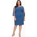 Alex Evenings Women's Plus Size Short Shift Dress With Embellished Illusion Detail