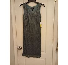 R M Richards Dress Size 10 Petite. Sleeveless. Silver +Very Dk Blue Sparkling.